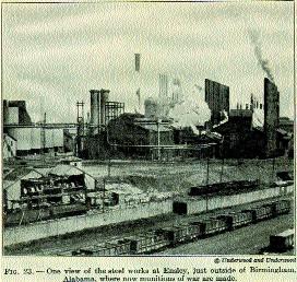 The steelworks at Ensley, just outside Birmingham, Alabama, in 1919. Because of its phenomenal industrial growth Birmingham was nicknamed the ‘Magic City’. (Underwood and Underwood)