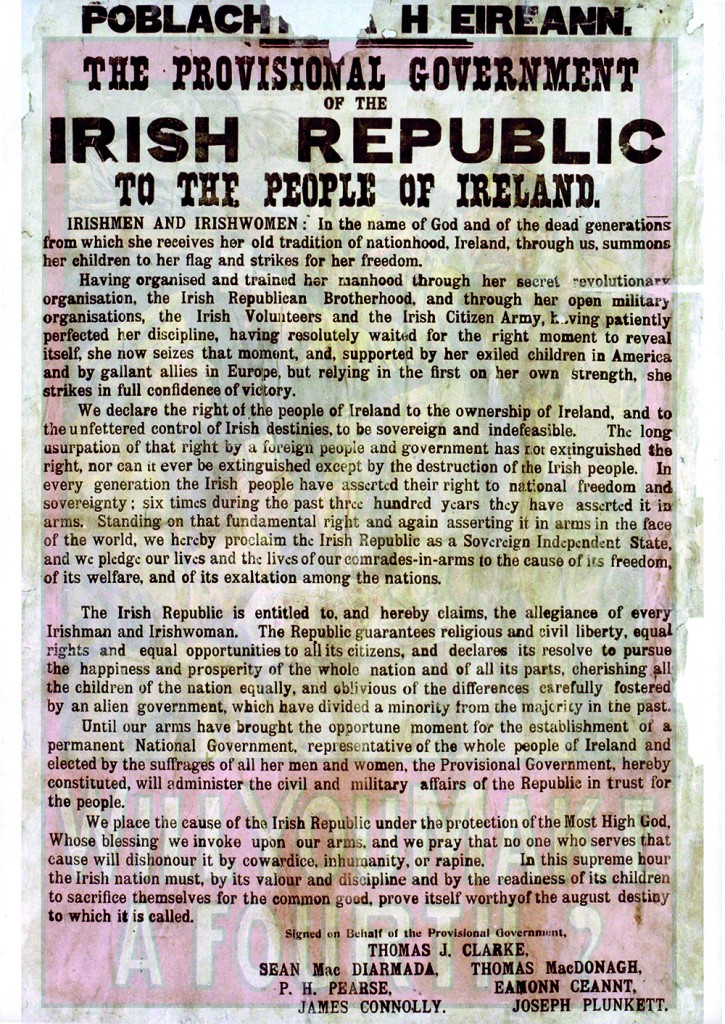 Proclamation taken from the walls of the GPO. (Trinity College, Dublin)