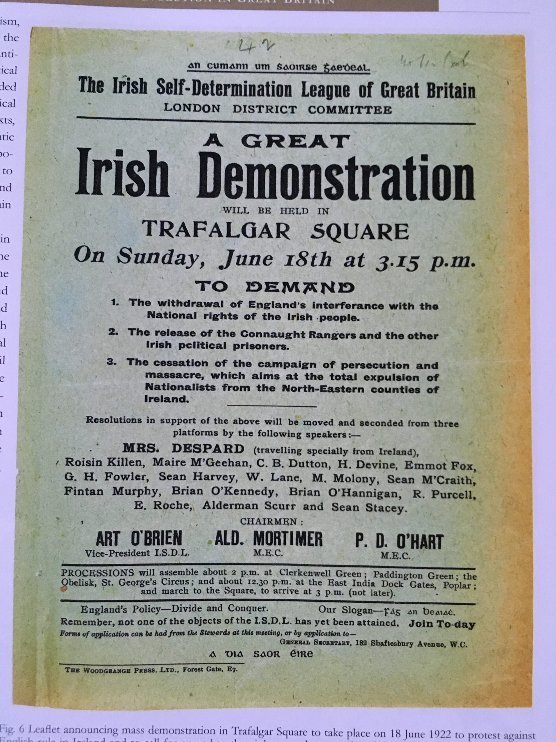 ART O’BRIEN AND THE DEPORTATION OF IRISH REPUBLICANS FROM BRITAIN TO DUBLIN IN 1923